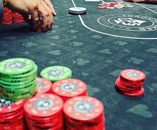 Cards and chips on the felt